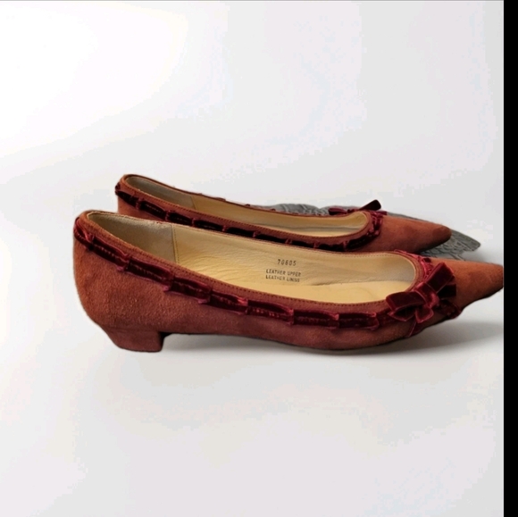 J Crew  women's leather Velvet Ribon Shoes Point Toe   Size 6 1/2 - Picture 3 of 8